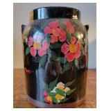 Cookie Jar - Black w/ Pink flower