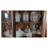 Clear glass - vinegar cruets, butter dishes,