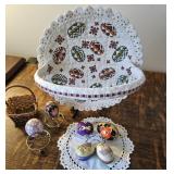 Ceramic Easter basket and eggs