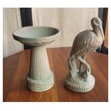 2pcs pottery - bird and bird bath