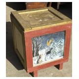 Painted wooden storage box 22x26