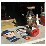 Pottery figures, wax hanging people cookie