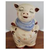 Cookie jar Shawnee smiley pig with gold trim