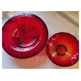 2 Ruby glass bowls