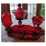 4pcs Ruby red glass
