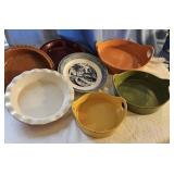 Lot of Pie dishes, and stoneware