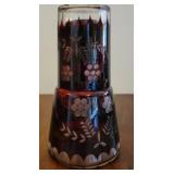 Ruby cut to clear tumble-up bedside carafe