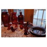Box misc Ruby red glassware