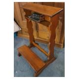 Antique Oak kneeler with Bibles - 22w x 33" tall