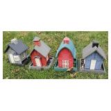 4 resign bird feeders 9"9"12"