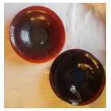 Ruby glass bowls with under trays