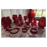 Box of mixed red glass