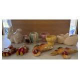 chalkware wall plaque and planters