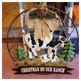 Christmas on the ranch cow wall hanger.