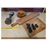 Cutting boards, nut bowl, molds