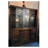 Stanley MCM Oak China cabinet with sliding glass