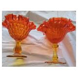 2 Fenton Amberina compotes