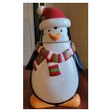 Cookie jar - Penguin with red and green scarf