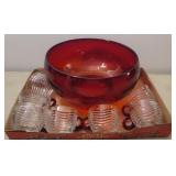 Ruby red punch bowl and cups