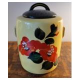 Cookie Jar- Yellow McCoy, red poppies.