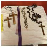 wooden rosaries and cross
