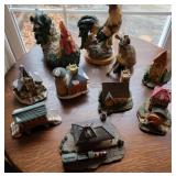 Dickens miniatures 2 roosters, one donkey.