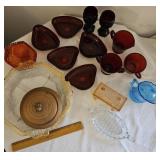 Box of ruby red misc, clear, etc