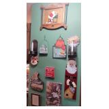 Everything hanging on the outer bathroom wall -