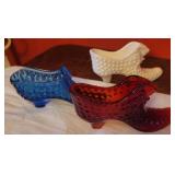 3 Fenton shoes - white, blue, and red