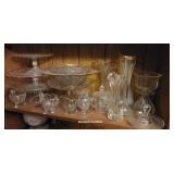 Clear glass incl heisey on row 5 D/r shelves