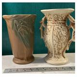 2 vases - 1 signed McCoy - 1 has chip on rim