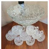 punch bowl on pedestal set