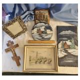 Religious cross, Painting on slate, Painting on