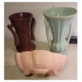 3 pottery vases - McCoy, etc