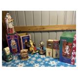 tub of porcelain and resin statues, Christmas