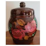 Cookie jar - Vintage hand painted stoneware.