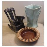 2pcs McCoy pottery (vase, & rocker planter) &