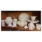 Milk glass & lg plate on Row 4 D/r shelves
