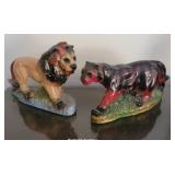 2pcs Carnival chalkware - lion and tiger