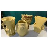 4 McCoy pottery planters - not all perfect