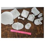 Box of milkglass, Westmoreland candy dish, Fenton