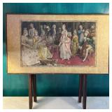Folding table w/ 18th century scene