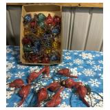 Box of early Christmas lights, glass, celluloid