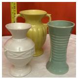 3 pottery vases 1 McCoy