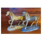 2 antique horse clock toppers