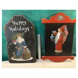 2 piece folksy Santa art