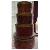 4 stacking wooden drum boxes