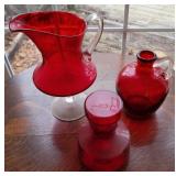 Ruby glass decanter, ruby glass jugs