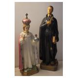 2 plaster religious statues