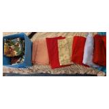 Blue tub tablecloths, napkins, etc